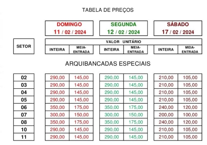 Venda De Ingressos De Arquibancada Para Os Desfiles Do Grupo Especial