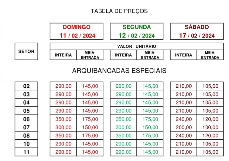 valores arquibancada24