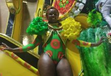 Abre-alas da Mocidade traz o caju, fruta homenageada do enredo, em destaque