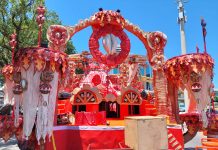 Estácio 2024: alegorias na área de concentração do Sambódromo