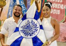 Diego Falcão e Laryssa Victória formam o novo primeiro casal de mestre-sala e porta-bandeira do Arranco