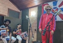 Tambor presente na gravação do samba da Vigário Geral para o álbum da Liga-RJ