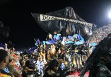 Faixa enrolada em alegoria da Beija-Flor não constava no livro abre-alas, diz carnavalesco