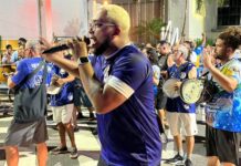 Atabaque é protagonista em ensaio de rua da Em Cima da Hora