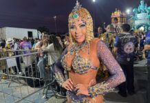 Sob as estrelas da noite, Ana Beatriz Godói conduz bateria da Rosas de Ouro com emoção e eixo