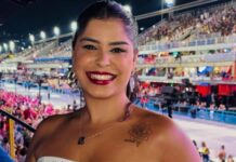 Mocidade anuncia chegada da porta-banedira Rafaela Theodoro para dançar com Diogo Jesus