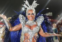 No compasso da Imperatriz da Pauliceia, Kamila Simioni reina no Anhembi em seu primeiro desfile como rainha de bateria