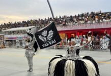 Comunidade sustenta desfile do Vai-Vai durante amanhecer no Anhembi
