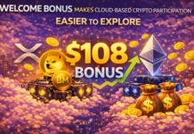 XRP e Bitcoin continuam no centro da atenção do mercado em 2026, enquanto um bônus de boas-vindas de US$108 torna a participação cripto via nuvem mais fácil de explorar